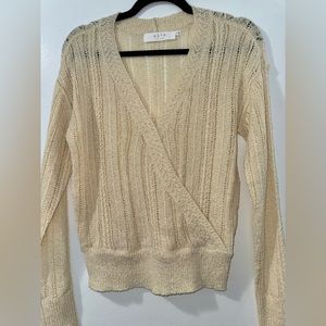 NEW ASTR the Label Small S Crochet Knit Pullover Top Cream White Blouse Long